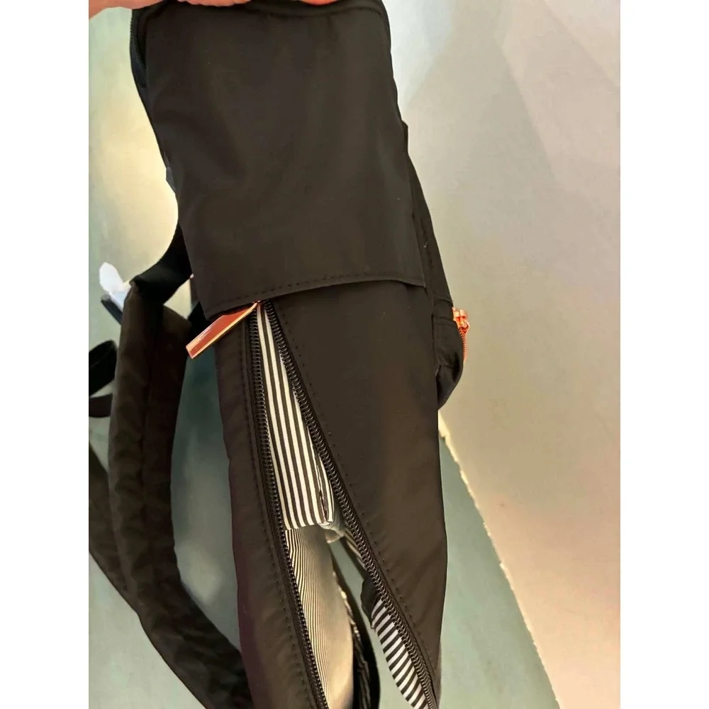 Moda Luxe Dome Backpack‎ Womens Black Rose Gold Hardware Minimalist Travel Purse